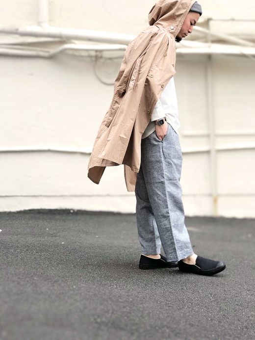 ANACHRONORM AN019 / CHECK ANKLE TUCK WIDE TROUSERS / WHITE