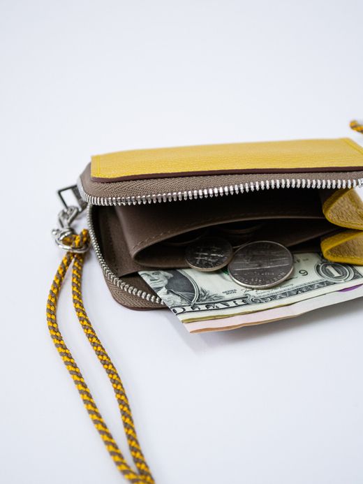 ITUAIS MONTADO NECK MINI WALLET / YELLOW/GREIGE