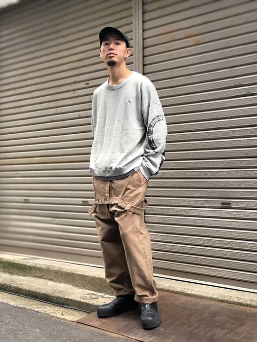 ANACHRONORM AN012 / TAPERED OVERALLS / MOSS BEIGE