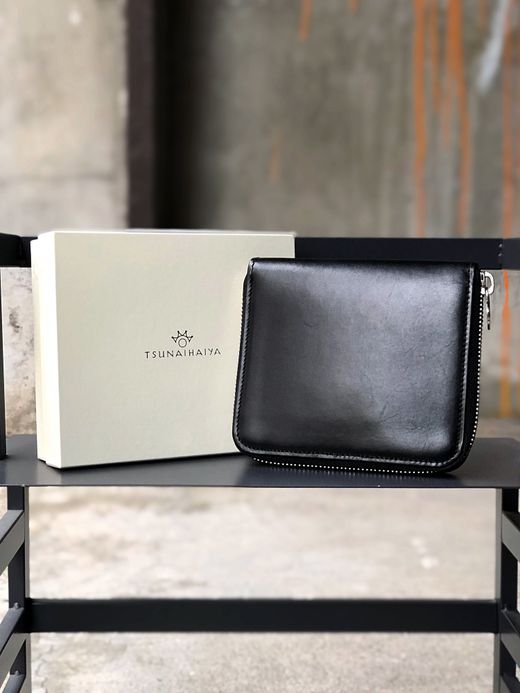 TSUNAIHAIYA BRINCADEIRA ROUND ZIP SHORT WALLET / BLACK RED