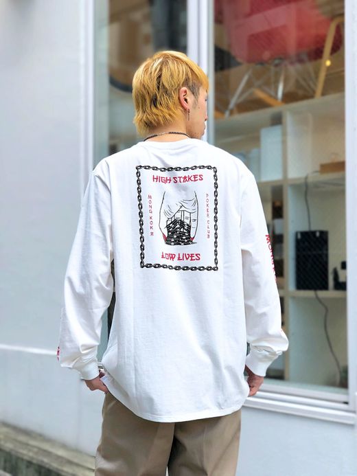 ROARK REVIVAL RLTJ501 / "HIGH STAKES, LOW LIVES" L/S TEE / WHITE