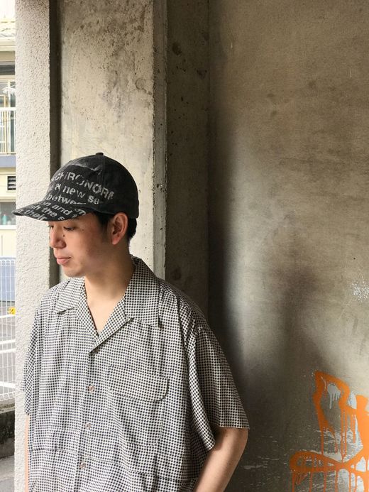 ANACHRONORM ANDC060 / STENCIL LEATHER BACKLE CAP / BLACK BLEACH