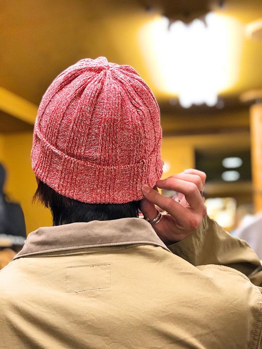 ROTOTO Mixed Silk Cotton Beanie / red