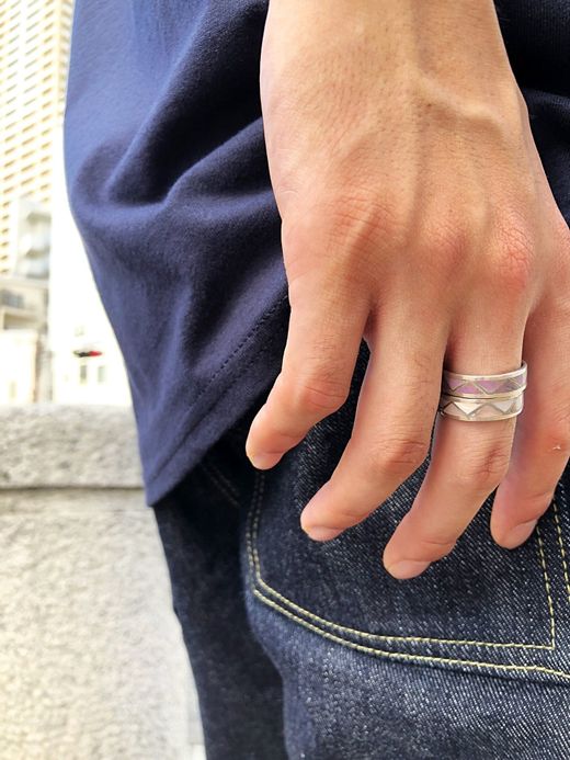 Indian Jewelry ZUNI INLAY RING / PINK