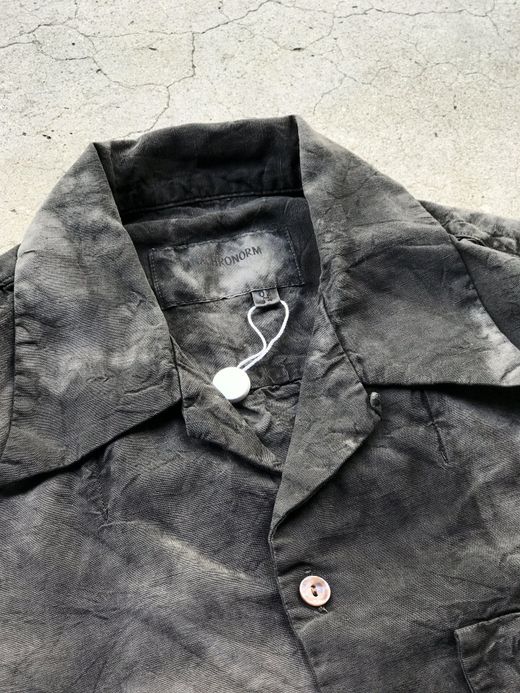 ANACHRONORM AN059 / RF TIE DYE L/S RESIZE OPEN COLLAR SHIRT / BLACK