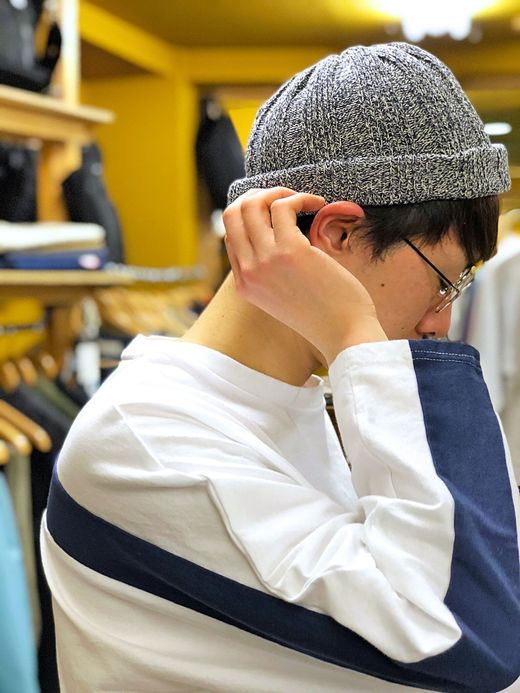 ROTOTO Mixed Silk Cotton Beanie / navy
