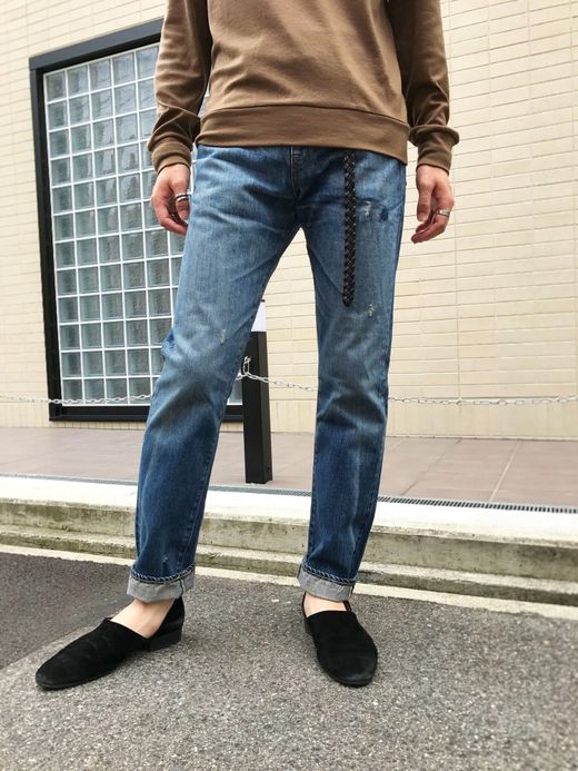 ANACHRONORM Washed Denim Slim Jeans / indigo