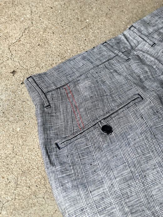 ANACHRONORM AN019 / CHECK ANKLE TUCK WIDE TROUSERS / WHITE
