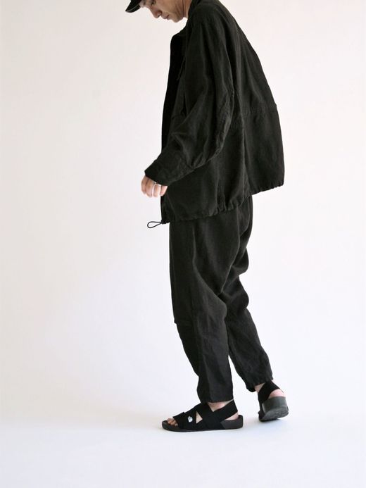 ANACHRONORM AN096 / LINEN TAPERED EASY PANTS / BLACK