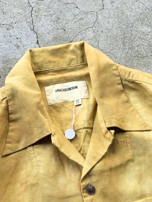 ANACHRONORM AN059 / RF TIE DYE L/S RESIZE OPEN COLLAR SHIRT / YELLOWBEIGE