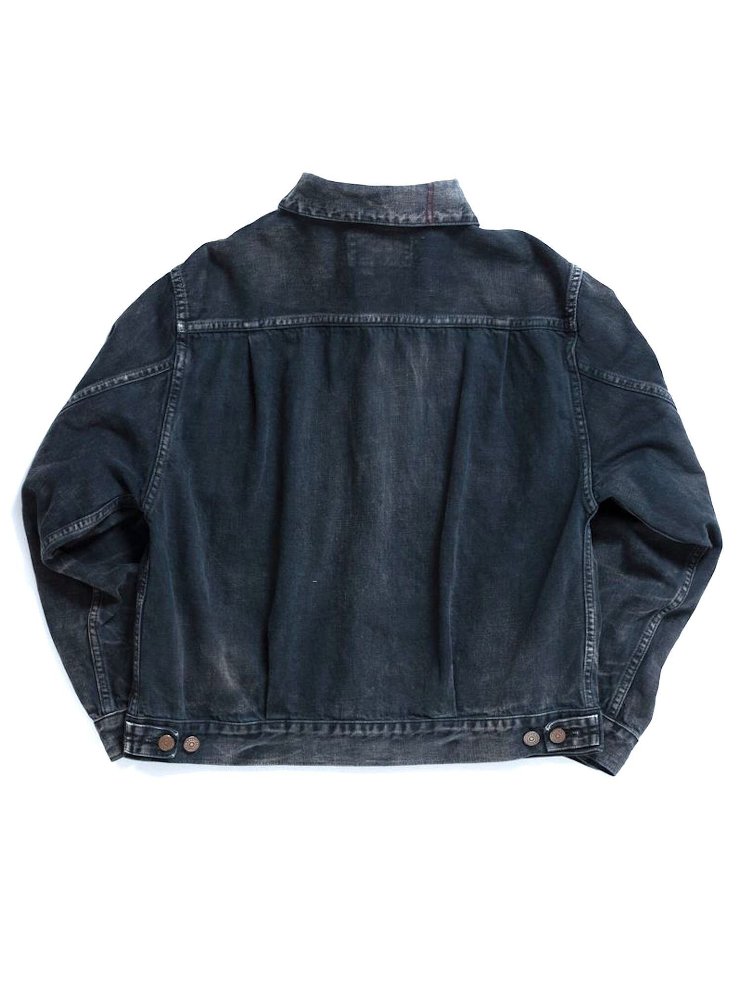 アナクロノーム　ノーカラーボアジャケット　ANACHRONORM　日本製 ANACHRONORM AN097-W1 / 2nd WORK JACKET SULFUR DYE / BLACK