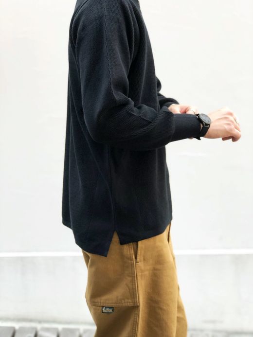 ROTOTO R7001 / COTTON THERMAL L/S KNIT / BLACK