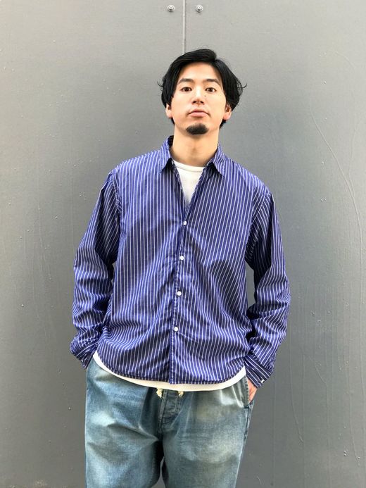NECESSARY or UNNECESSARY 90011534 / W/SHIRT STRIPE / NAVY-STRIPE