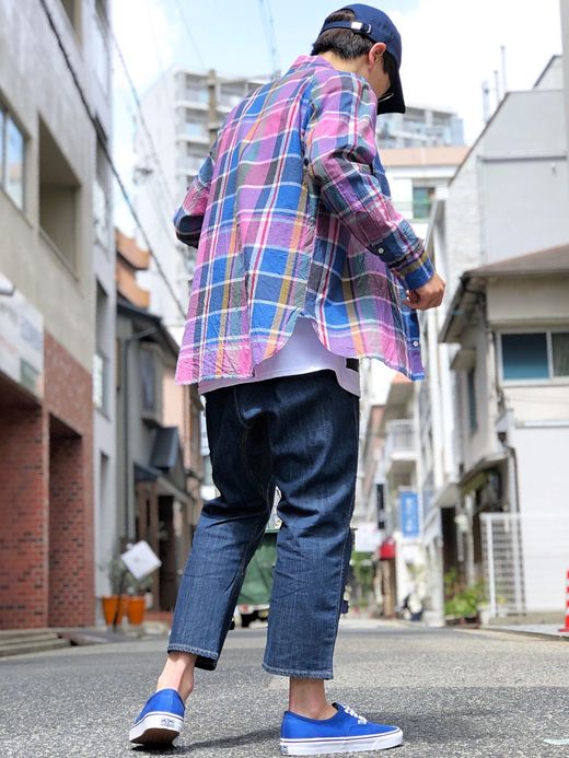  Monsarrat B/Dシャツ(マドラス) / ピンク/ブルー