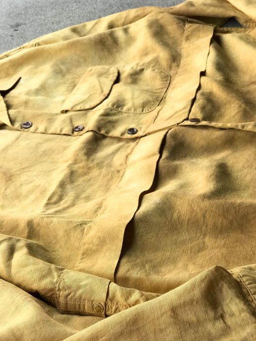 ANACHRONORM AN059 / RF TIE DYE L/S RESIZE OPEN COLLAR SHIRT / YELLOWBEIGE