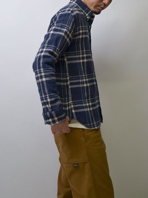 Spinner Bait 301HC / ヘリンボンチェック起毛エイタシャツ / ネイビー