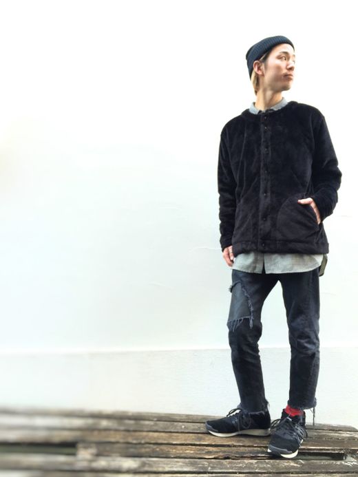 VOO Miracle Fur Snap Cardigan / black