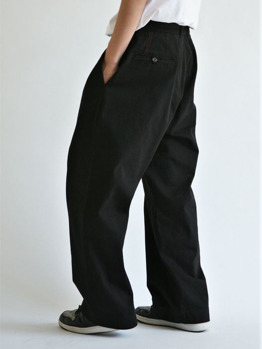 ANACHRONORM AN108 / DENIM TUCK WIDE TROUSERS / BLACK
