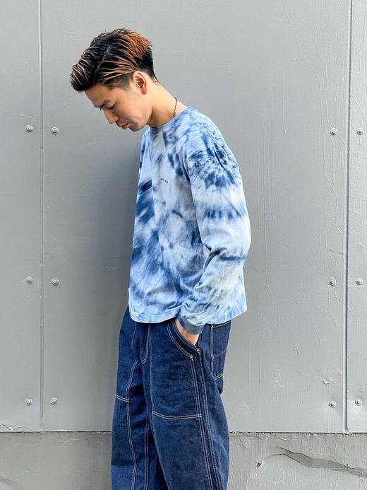 ANACHRONORM AN111 / BLEACHING TIE DYE L/S T-S / Lt.INDIGO