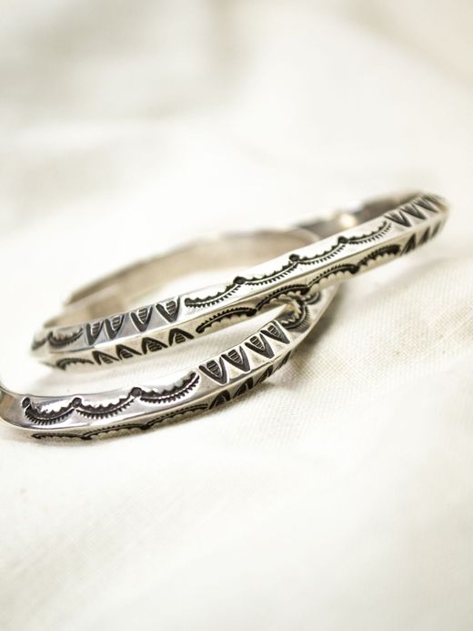 Indian Jewelry WILSON JIM 3ROWS SILVER BANGLE