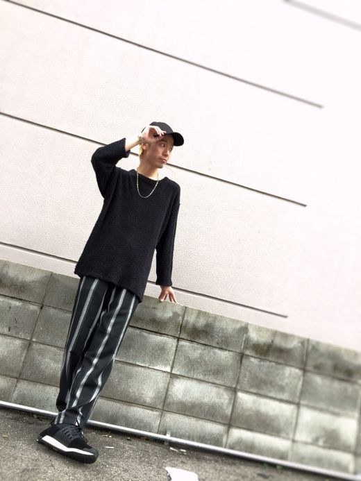 VOO Long Long Night Pants / BLK×WHT stripe