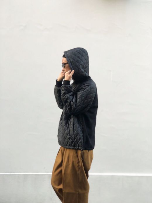VOO VOO-950 / QUILT HOODY / BLACK