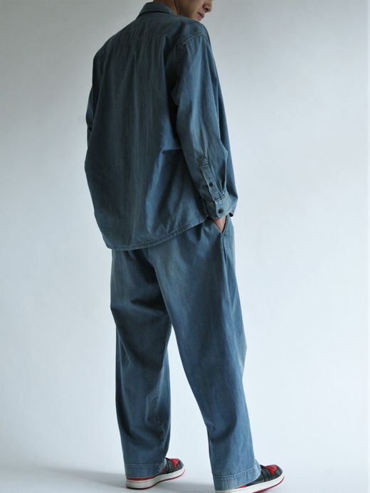 ANACHRONORM AN109-W1 / DENIM TUCK OPEN COLLAR SHIRT / Lt.INDIGO