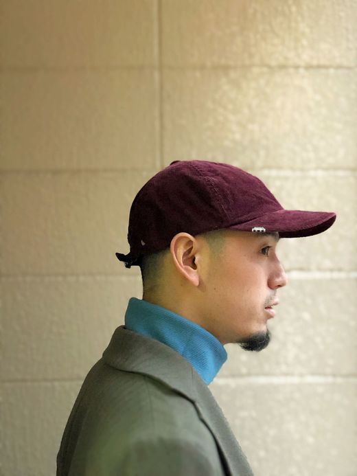 ANACHRONORM ANDC-045 / CORDUROY LEATHER BUCKLE CAP / BURGUNDY