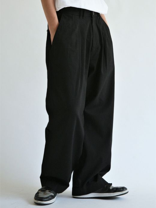ANACHRONORM AN108 / DENIM TUCK WIDE TROUSERS / BLACK
