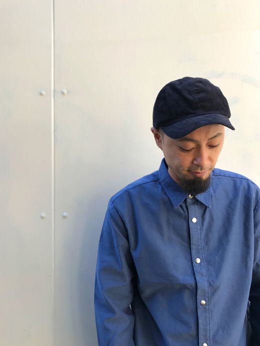 ANACHRONORM Corduroy Leather Buckle Cap / black