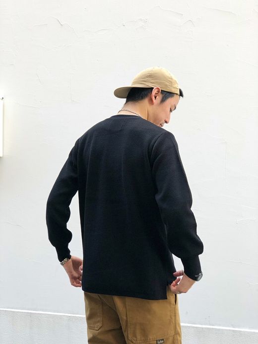 ROTOTO R7001 / COTTON THERMAL L/S KNIT / BLACK