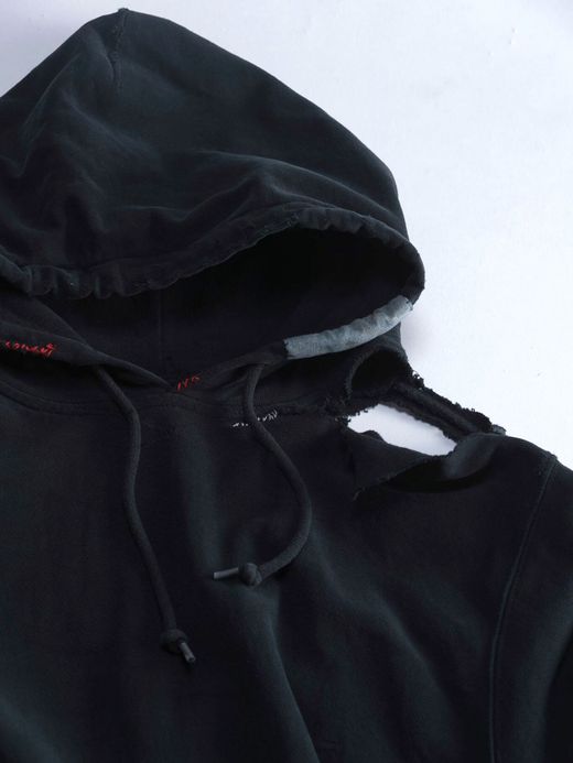 ANACHRONORM NM-SW02-W1 / DAMAGED HOODED SWEAT PARKER / BLACK