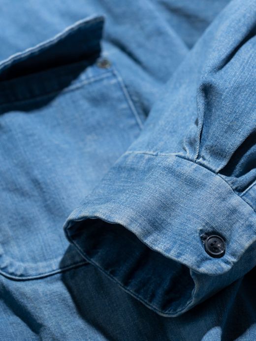 ANACHRONORM AN109-W1 / DENIM TUCK OPEN COLLAR SHIRT / Lt.INDIGO