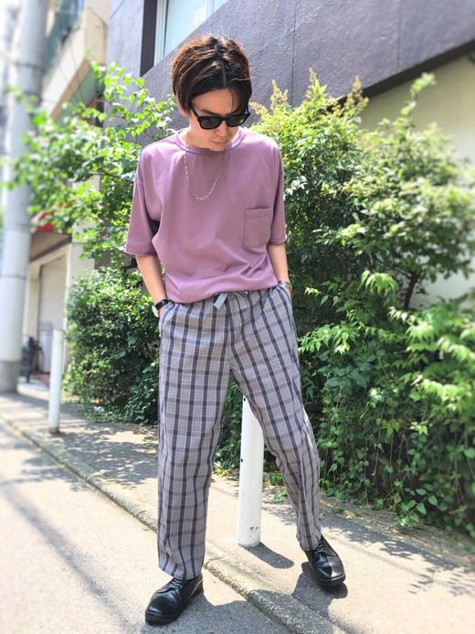 ANACHRONORM Cotton Check Easy Pants / gray check