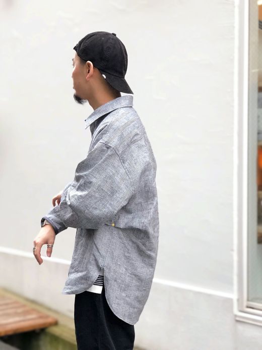 ANACHRONORM AN020 / CHECK RE SIZE SHIRT L/S / WHITE