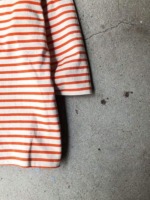 Spinner Bait アメリカンヴィンテージボーダーフットボールTee七分袖 / オレンジ/生成り