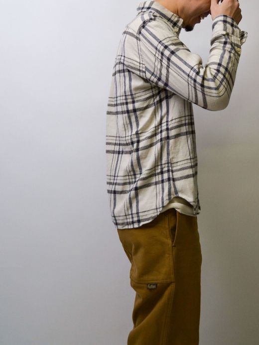 Spinner Bait 301HC / ヘリンボンチェック起毛エイタシャツ / オフホワイト