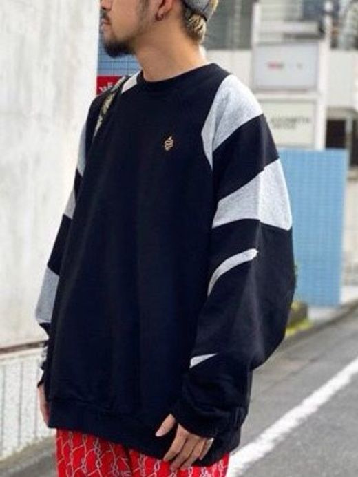 ALDIES A1404020 / SHOULDER SWITCHING BIG SWEAT / BLACK