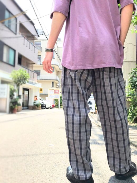 ANACHRONORM Cotton Check Easy Pants / gray check