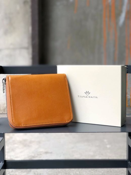TSUNAIHAIYA BRINCADEIRA ROUND ZIP SHORT WALLET / CAMEL GREEN 