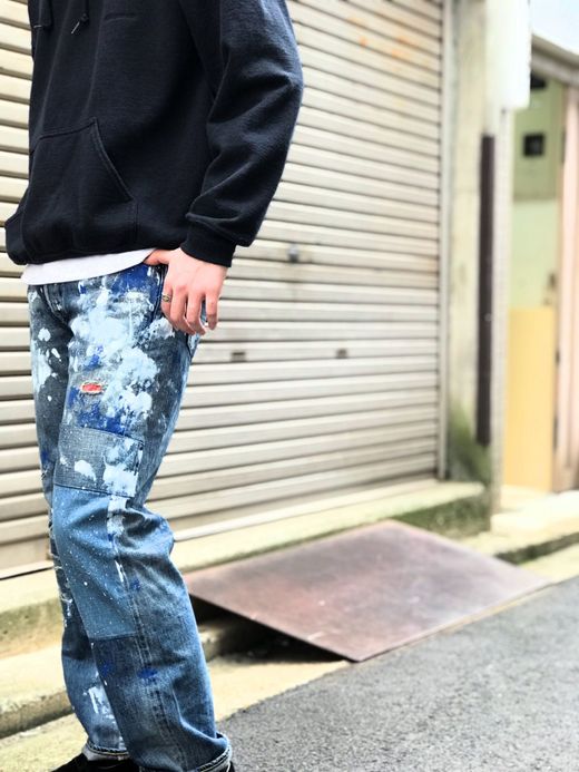 ANACHRONORM AN070 / PAINT REMAKE DENIM PANTS / INDIGO