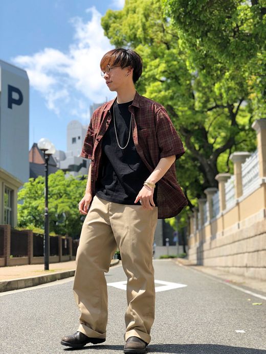 THE UNION Beige Half Shirts / beige×red