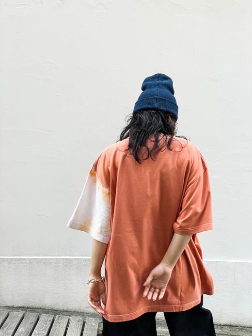 ANACHRONORM AN069 / SLEEVE TIE DYE T-SHIRT / ORANGE