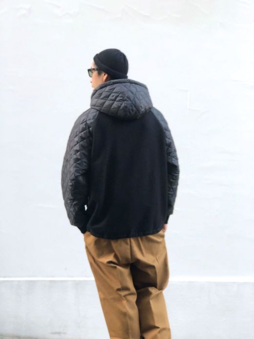 VOO VOO-950 / QUILT HOODY / BLACK