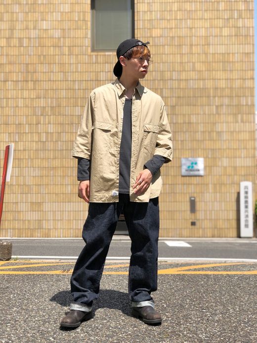 ANACHRONORM Ring Snap 1/2 Sleeve Shirt / beige
