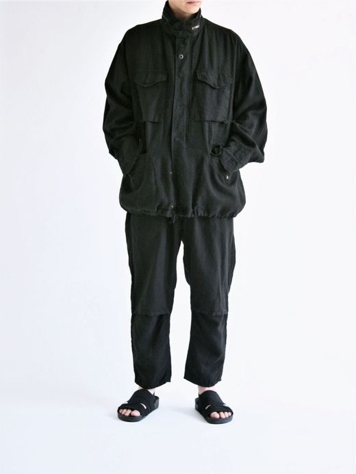 ANACHRONORM AN096 / LINEN TAPERED EASY PANTS / BLACK