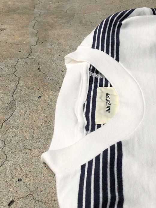 ANACHRONORM AN026 / BORDER CREW NECK S/S T-S / NV×WHT