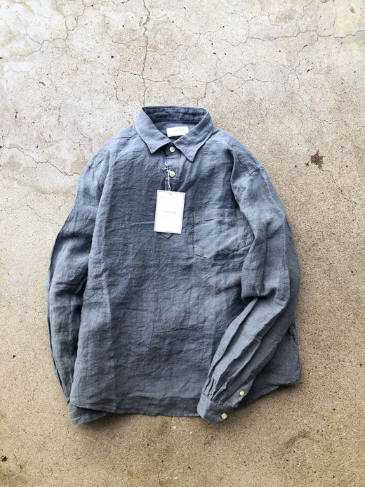 Spinner Bait 302LG / グランジウォッシュリネンラモスシャツ / ブルーグレー