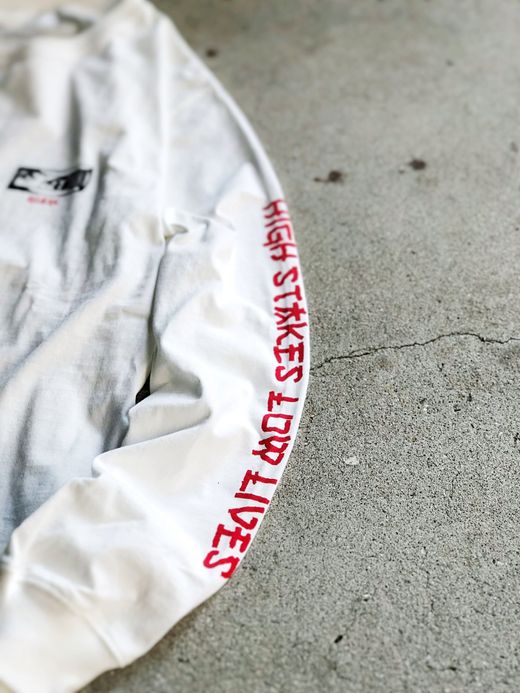 ROARK REVIVAL RLTJ501 / "HIGH STAKES, LOW LIVES" L/S TEE / WHITE