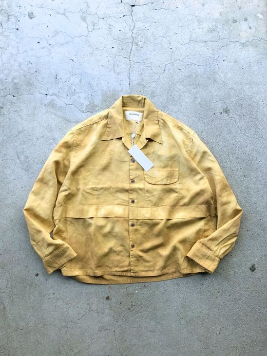 ANACHRONORM AN059 / RF TIE DYE L/S RESIZE OPEN COLLAR SHIRT / YELLOWBEIGE